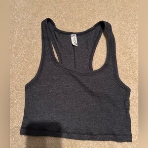 Free People Dark Gray Cropped Loose Tank Top